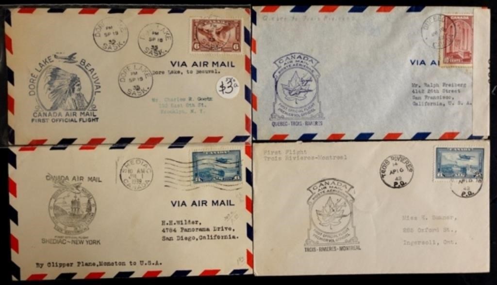 CANADA 200+ FLIGHT COVERS USED FINE-VF