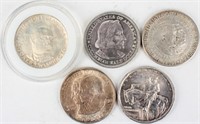 Coins 5 Genuine Silver Commemoratives Half Dollars