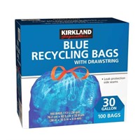 100-Pk Kirkland Signature 30 Gallon Blue Recycling