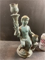 Bronze Cupid double candleholder