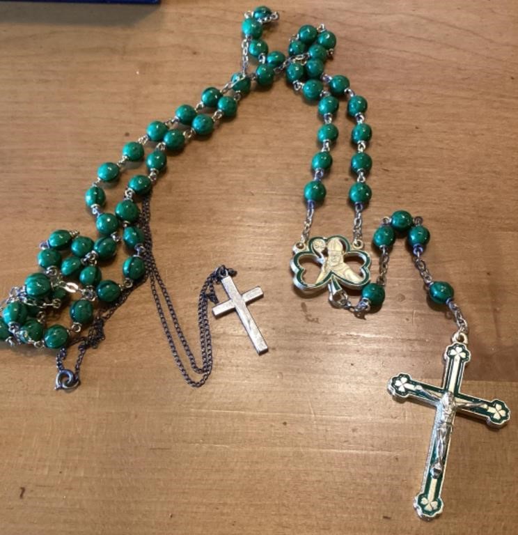 Rosary and cross necklace