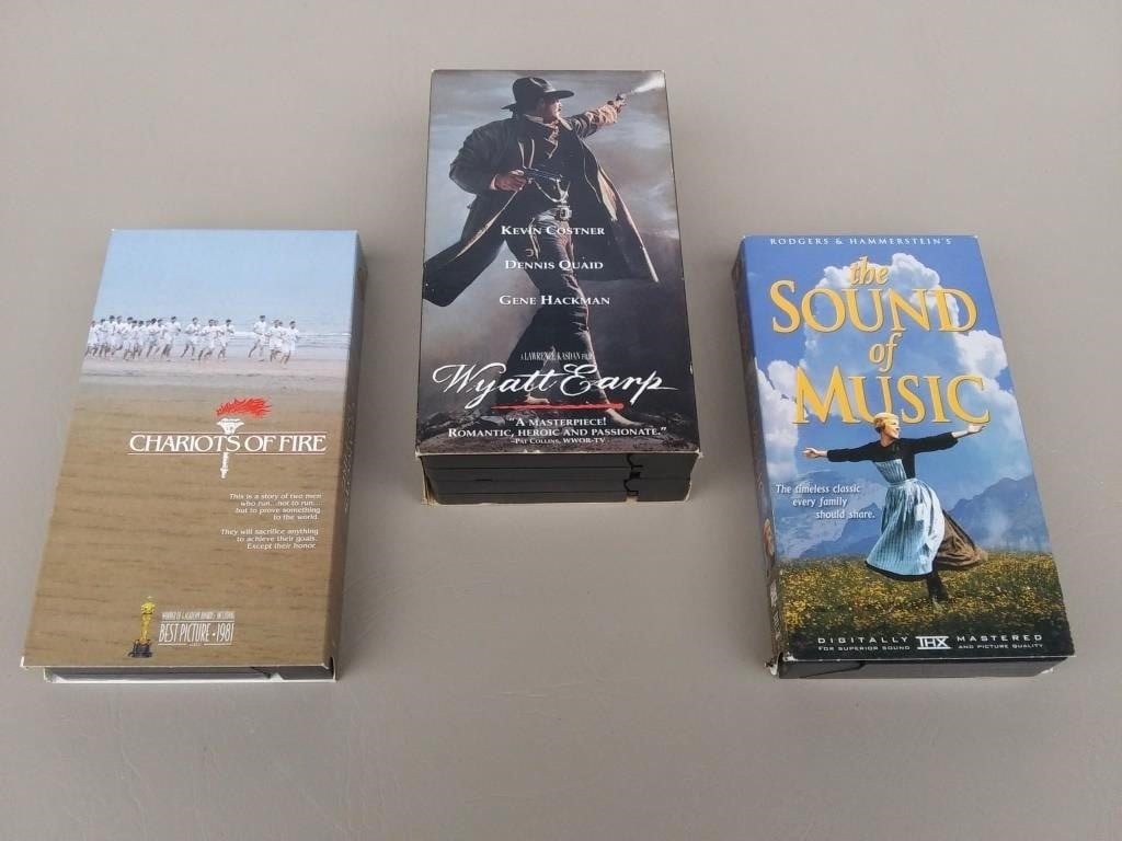 F1) (3) VHS Lot, Wyatt Earp, Chariots of Fire and