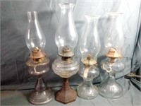 Vintage Oil Lamps Includes Embossed Glass with