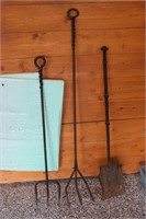 3 iron fireplace tools