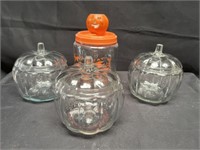 (3) Glass Pumpkin Cookie Jars