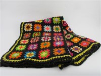 Granny Squares Crocheted Afghan Quilt Blanket