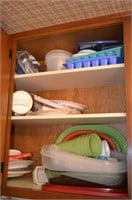 Contents of Corner Wall Cabinet - Plastic/Storage