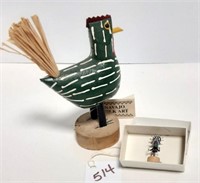 Hand Carved Navajo Chicken (signed) & Mini Kachina