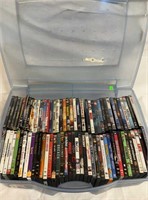 80 DVDs w/Rubbermaid Tote