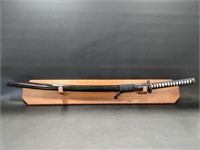 Katana Style Sword W/ Black Lacquered Sheath &