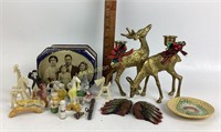 Bisque figurines assorted including elephant
