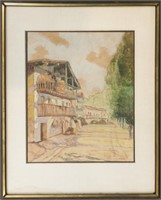 Mid Century Signed Watercolor on Paper