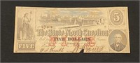 1863 North Carolina $5 Bill