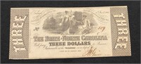 1866 North Carolina $3 Bill