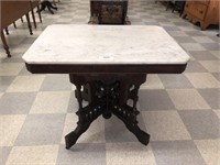 Eastlake Victorian Walnut Marble Top Table