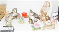 Grouping of Owl Statues & Figures
