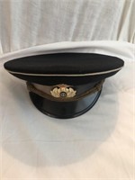 Vintage military Navy hat with hat badge