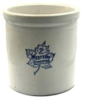 Western Stoneware 2 Gallon Blue Grass Crock