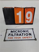 MICRONIC FILTRATION PORCELAIN PUMP SIGN