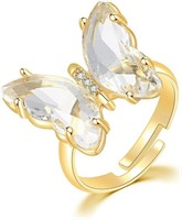 14k Gold-pl. 1.00ct White Topaz Butterfly Ring