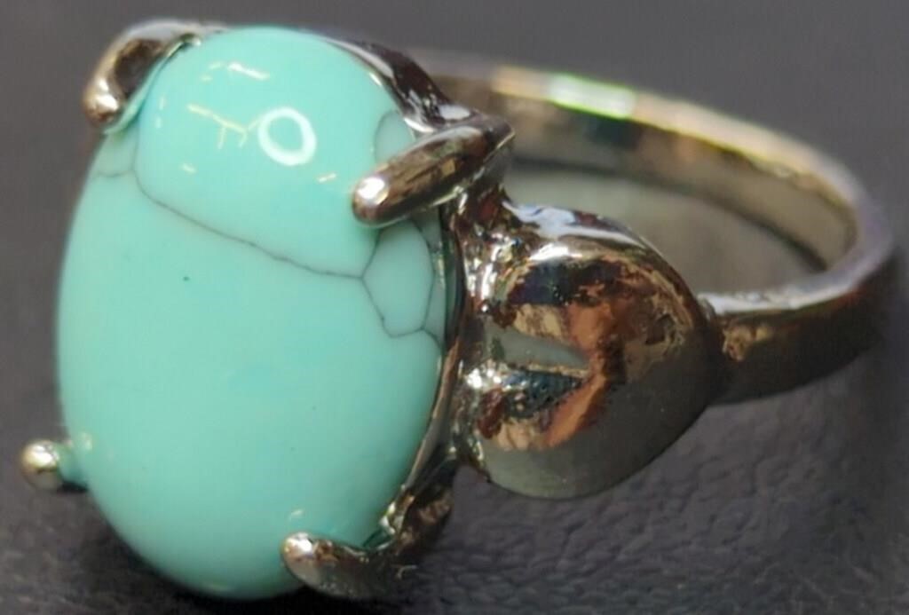 925 stamped turquoise style ring size 8