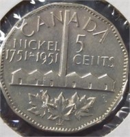Rare 1951 bicentennial Canadian nickel