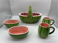 Watermelon Serving Dish, Bowls & Mugs Marked Japan