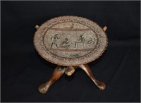Small Cairoware Silver Inlaid Copper Tray on Stand