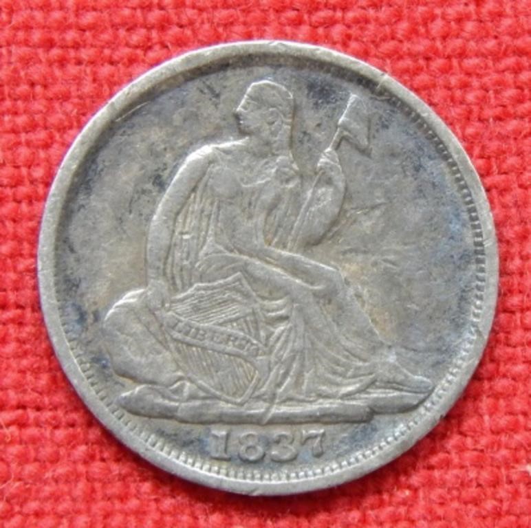 1837 Seated Liberty Silver Half Dime - No Stars