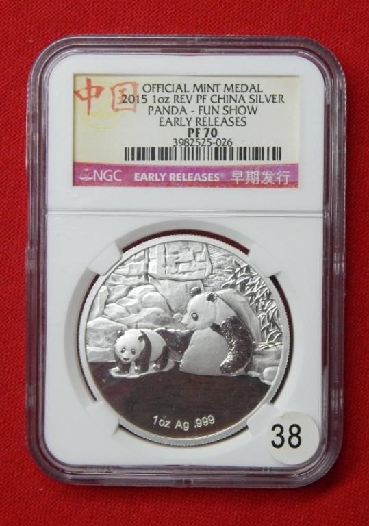 2015 Chinese Panda 1 Oz Silver NGC PF70