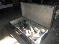 Antique suitcase w/ telephone insulators