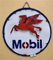 Steel man cave Mobil sign, 23" wide