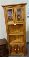 Stained glass corner cabinet, 28x73