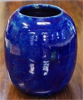 Blue glazed pottery vase