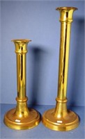 Two assorted brass candlesticks