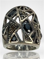 Lady's Sterling Silver Marcasite Coctkail Ring