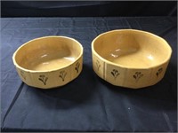 Yellow ware bowls, 9” & 8”, small chip 8”