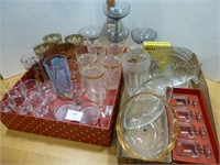 Glass Lot - Vintage Glasses / Fish Plates