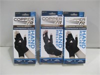 Three NIP Copper Fit Compression Gloves