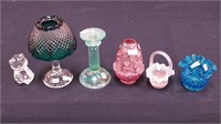 Six Fenton glass items: