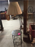 Wrought Iron End Table - table lamp combo