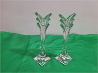 (2) Milasa Candle Holders 8" Crystal