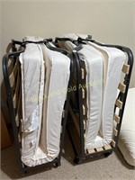 (2) Folding Twin Mattress Cots & A Memory Foam