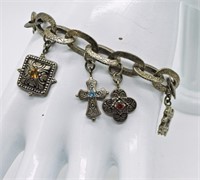 Sterling Etched Charm Bracelet