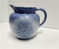 Blue & White Stoneware Daisy Pitcher