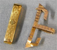 (2) 10K Yellow Gold bar pins, weight 2.4 grams.