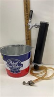 PABST BLUE RIBBON METAL BUCKET & USED BEER TAP