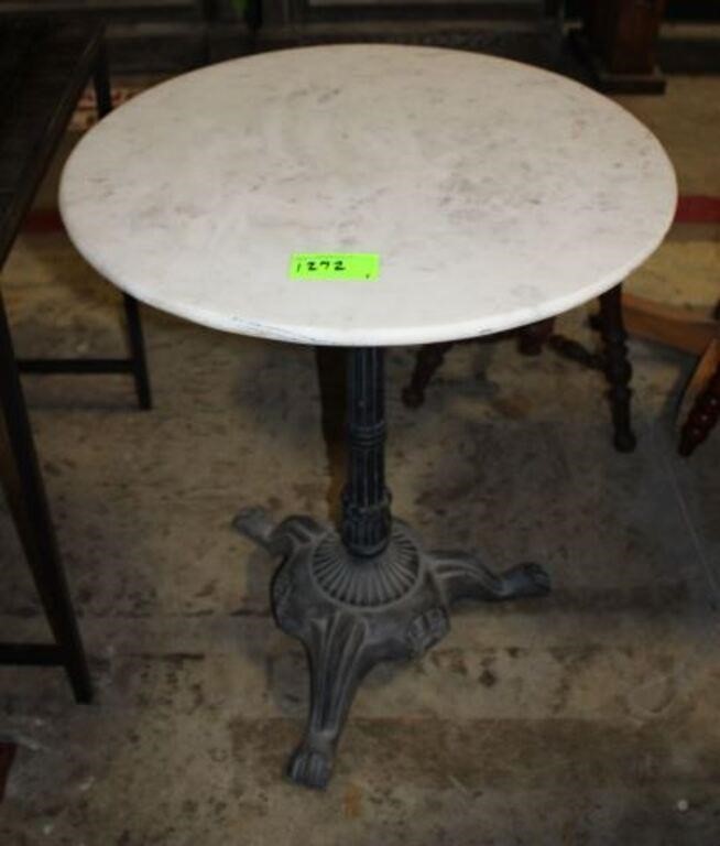 Ice Cream Parlor Table, Marble Top, Iron Base