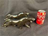 Set of 2 Stone Cat Sculptures from