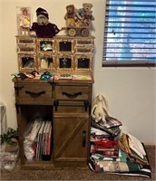 J - CABINET W/ QUILTS, BEARS & MORE (B12)